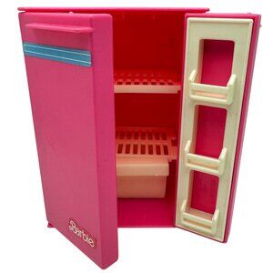 Vintage 1984 Mattel Barbie Dream House Pink & White Mini Fridge Toy
